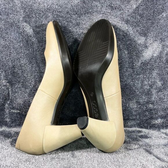 ECCO Womens Danish Design Leather Pump Heels Beige Size 41 Formal Workwear. (Siz - Picture 7 of 8